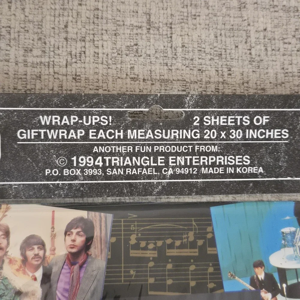 Vintage 1994 The Beatles Gift Wrap Sealed 2 Sheets 20x30